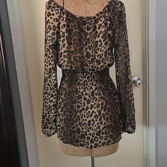 INC International Concepts Brown Tan Bell Sleeve Peplum Blouse - Picture 6 of 12